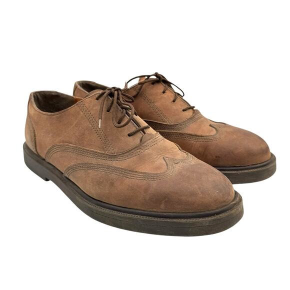 Florsheim Brown Roughout Suede Round Toe Lace Up Wingtip Oxford Dress Shoes main image 4